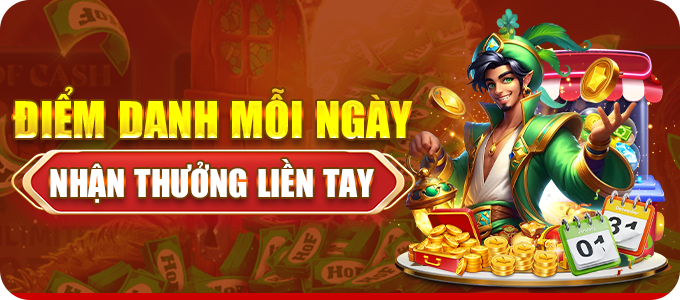 Điểm danh mỗi ngày, nhận thưởng liền tay